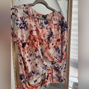 ANA Pastel Floral Blouse with Side Knot | Size XL